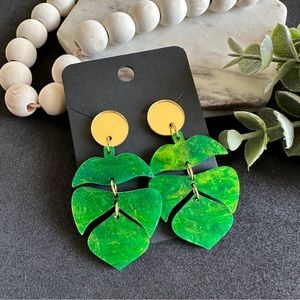 Monstera leaf Earrings Summer/ Spring Jewelry